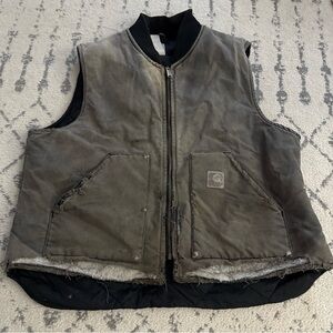 VTG Carhartt V02 Quilt Lined Vest Men’s Distressed Gray